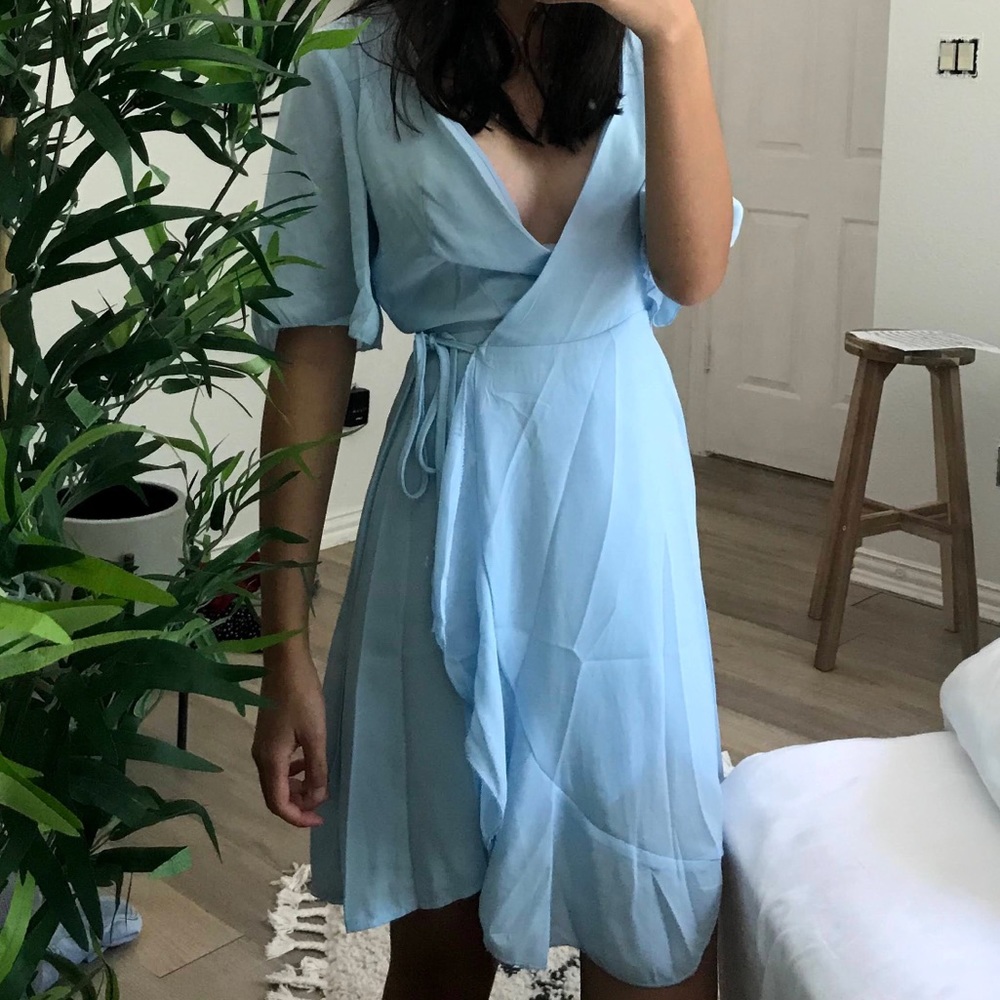 Blue wrap dress